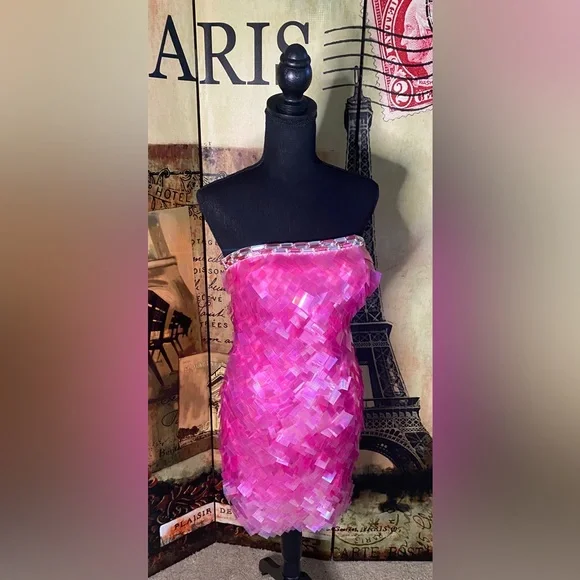 Jovani hot pink sexy cocktail dress, Size 6 - Picture 8 of 8